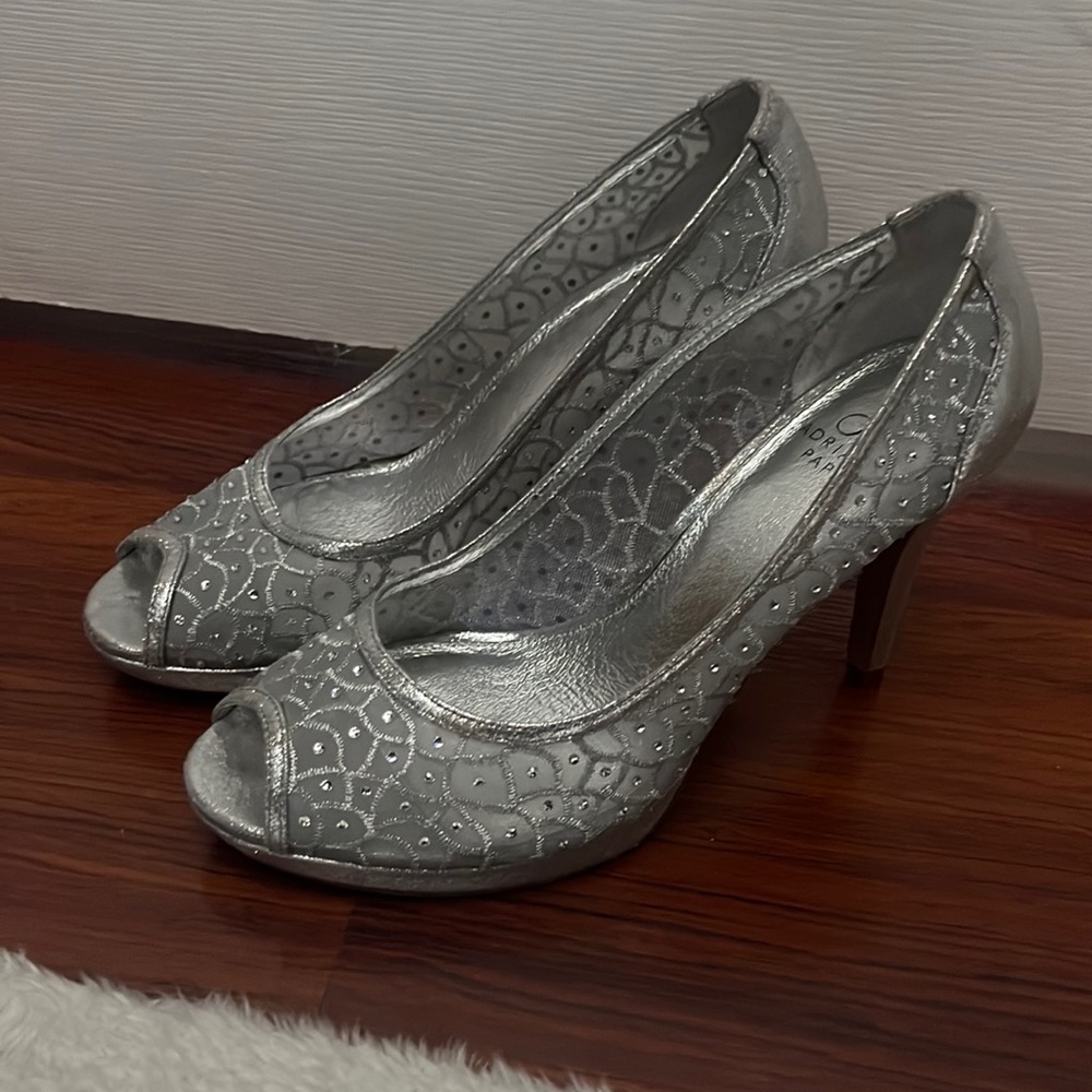 Sparkling silver heels